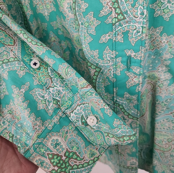J.Crew Collection Green Paisley Button-Up Shirt Sz 22 - Picture 4 of 5